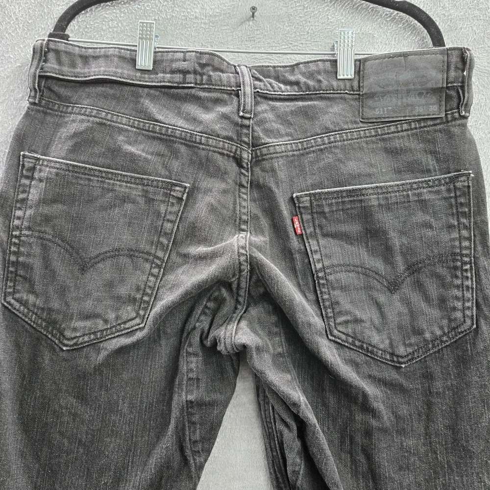 Levi's 511 Men Jeans 36X30 Black Denim Slim Fit‎ Logo 27